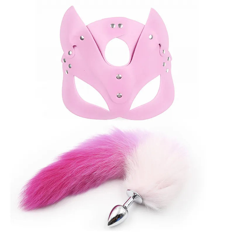 Adult Fox Dress-Up Set: 40cm Plush Tail and Matching Mask