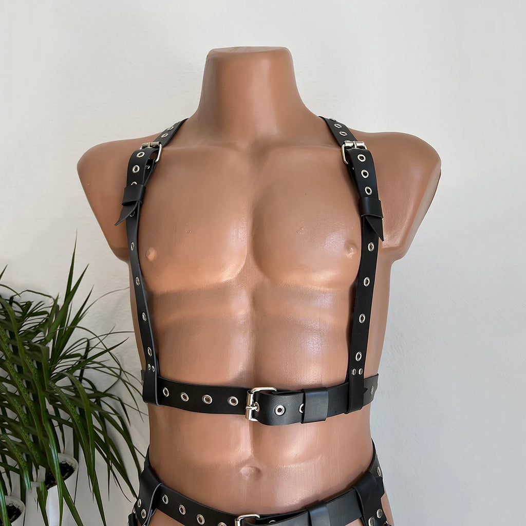 Mens Leather Lingerie Harness