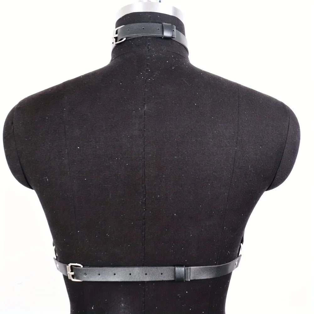 Adjustable Punk Leather Body Harness Top