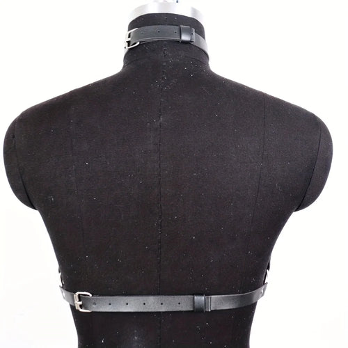 Adjustable Punk Leather Body Harness Top