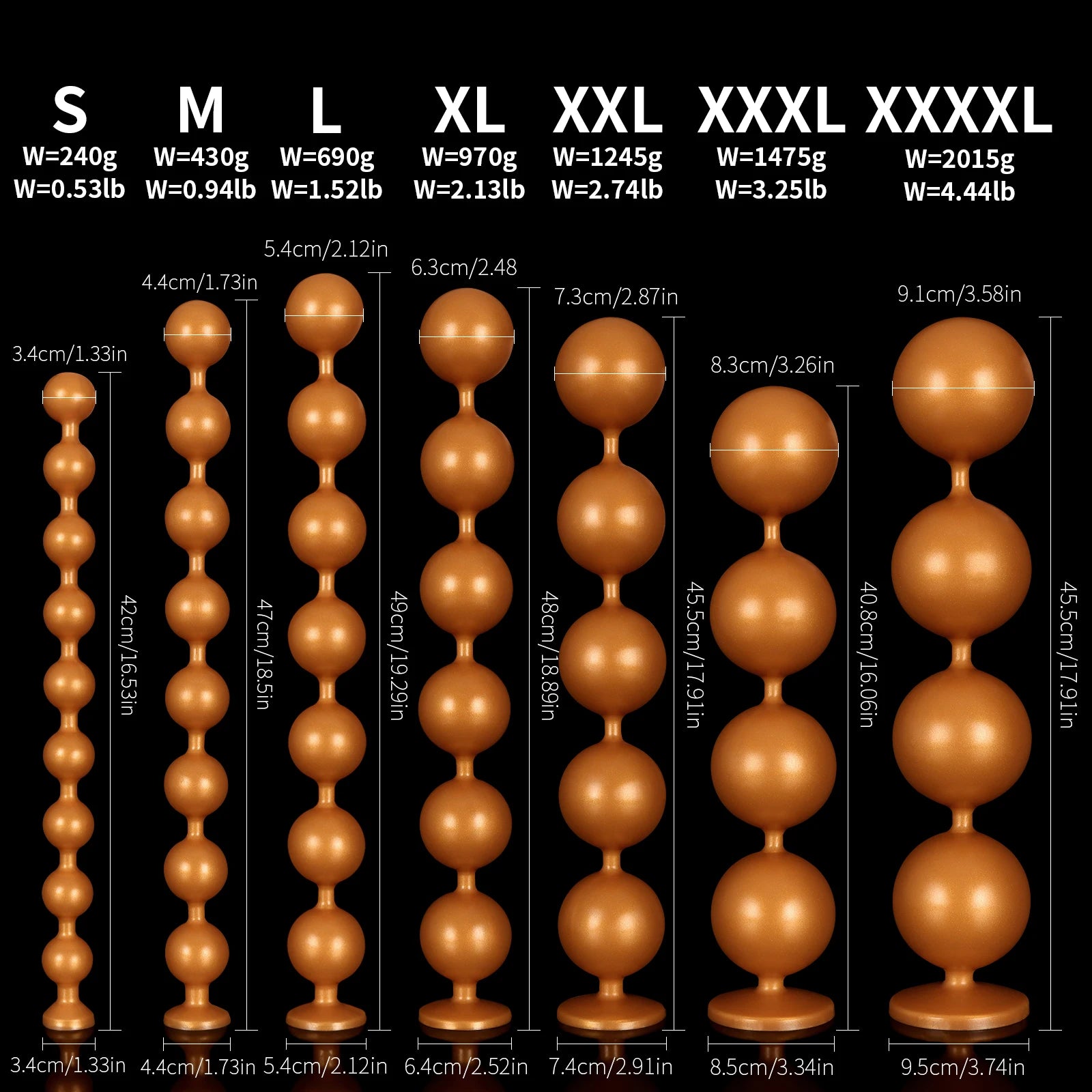 Extra-Long Silicone Graduated Anal Beads