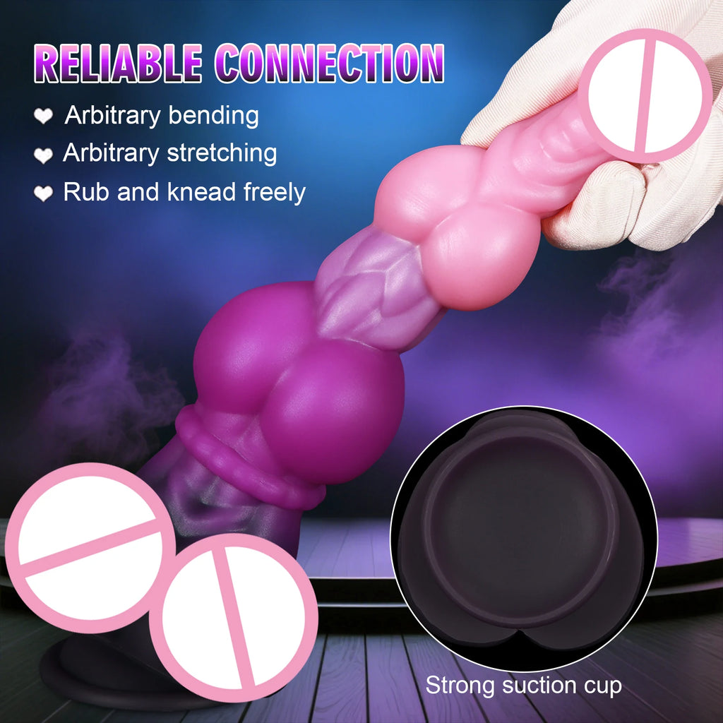 Sleek Knotted Silicone Dildo with Suction Cup